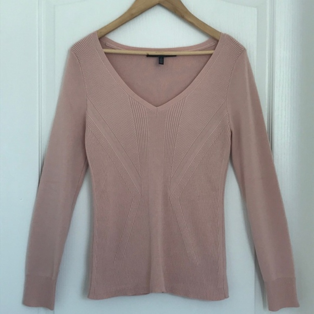 WHBM Pink V-Neck Sweater - Like New!